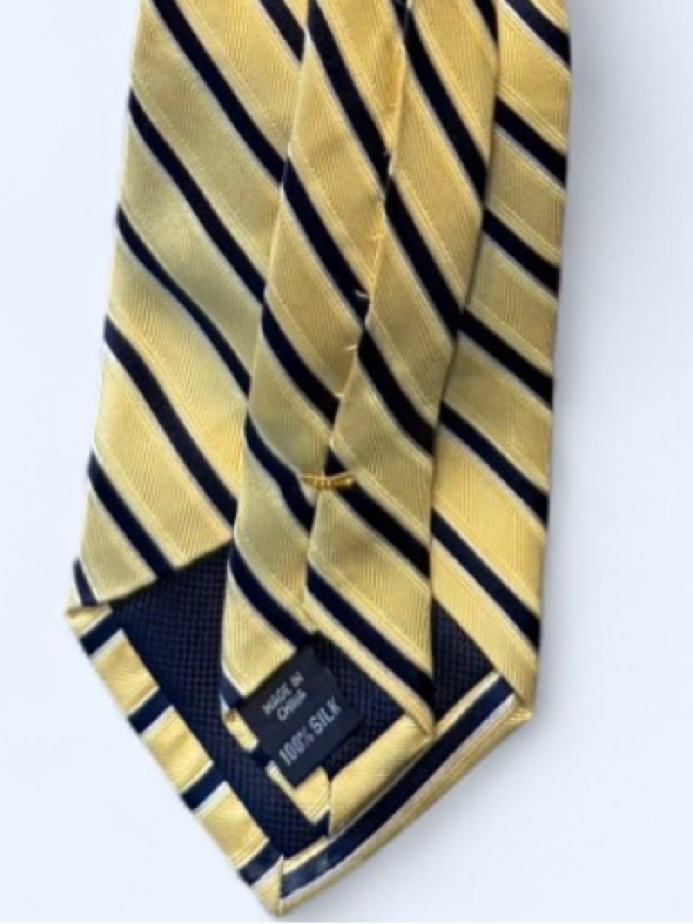 Handcrafted Vintage Tie Necktie
Necklace, Classy, Yellow & Navy Stripes, pearl - Picture 6 of 6